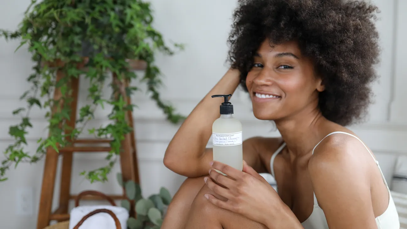 Farmaesthetics skincare in a relaxed home setting